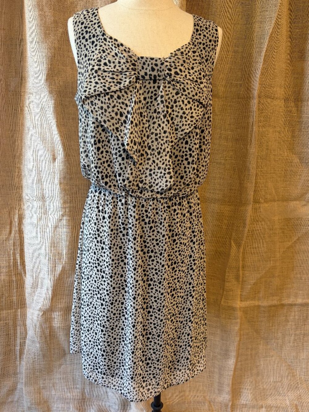 AB Studio Animal Print Bow Front Mini Dress Size M